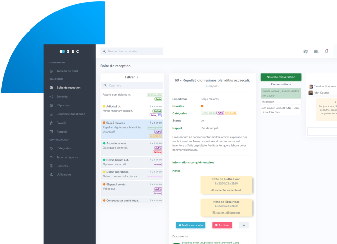 Liste des courriers LA-GEC